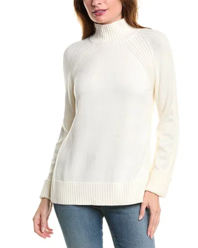 Jones New York Directional Mock Neck Sweater In White