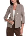 Jones New York Gingham Faux Double Breasted Jacket In Brown
