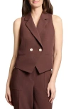 Jones New York Double-breasted Notch Collar Vest In Brown