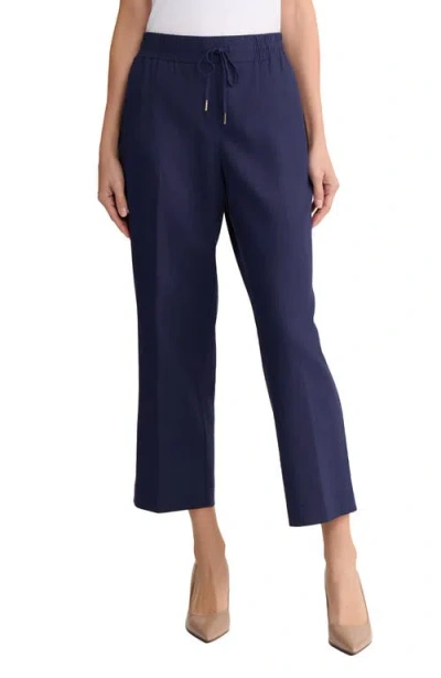 Jones New York Drawstring Waist Linen Blend Pants In Blue