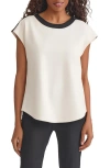 Jones New York Drop Shoulder Contrast Trim Top In White