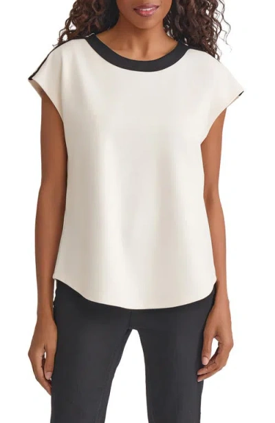 Jones New York Drop Shoulder Contrast Trim Top In White