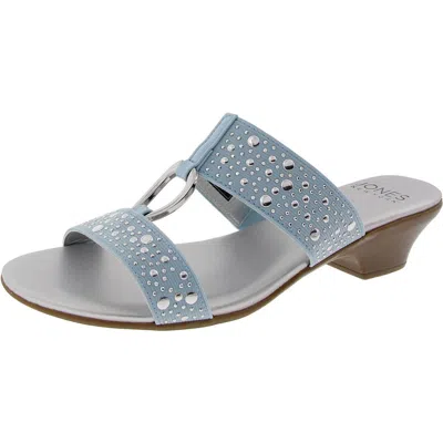 Jones New York Eanna Womens Faux Leather Rhinestone Slide Sandals In Blue