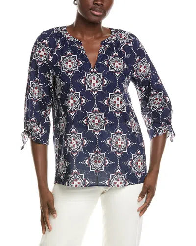 Jones New York Elbow Raglan Sleeve Blouse In Multi