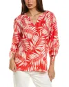 Jones New York Elbow Sleeve Linen-blend Blouse In Orange