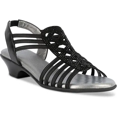 Jones New York Ellya Womens Rhinestone Manmade Slingback Sandals In Black