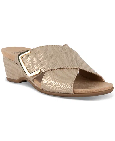 Jones New York Elzaa Slip-on Crisscross Dress Sandals In Soft Gold
