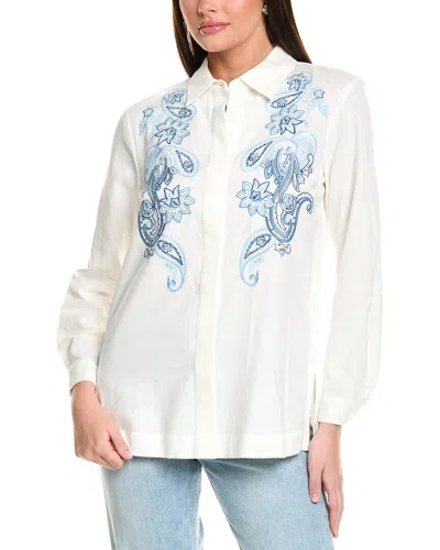 Jones New York Embroidered Linen-blend Blouse