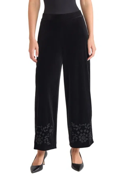 JONES NEW YORK JONES NEW YORK EMBROIDERED WIDE LEG CROP PANTS