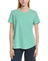 Jones New York Button Shoulder Stripe Stretch Cotton T-shirt In Blue