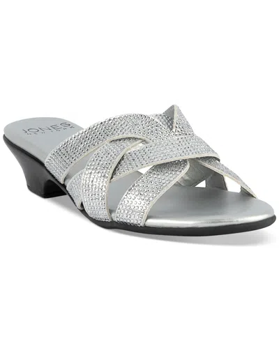 Jones New York Enny Embellished Slide Sandals, Created For Macy's In Silver