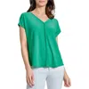 Jones New York Exposed Seam V-neck Top In Kelly