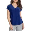 Jones New York Exposed Seam V-neck Top In Pacific Navy