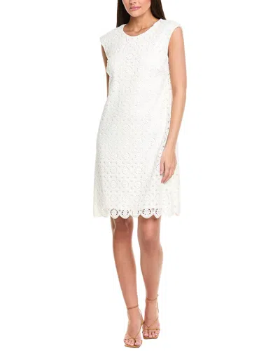 Jones New York Extended Cap Sleeve Swing Dress In White