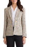 Jones New York Faux Double Breasted Houndstooth Tweed Jacket In Multi