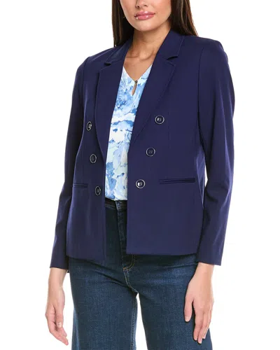 Jones New York Faux Double-breasted Jacket In Blue