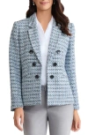 Jones New York Faux Double Breasted Tweed Jacket In Blue