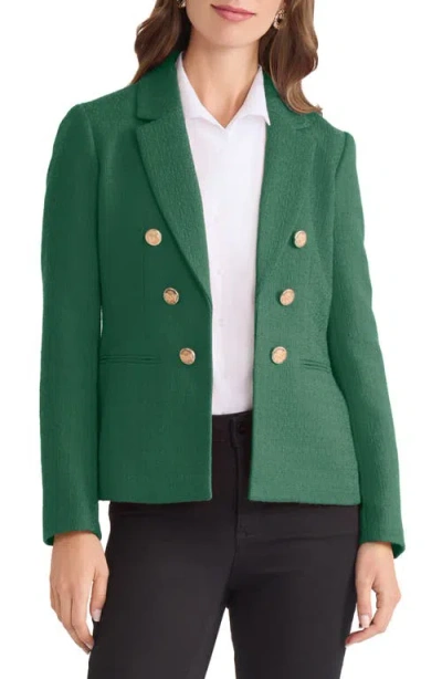 Jones New York Faux Double Breasted Tweed Jacket In Green