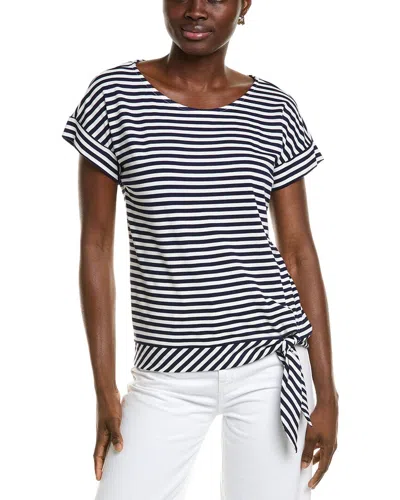 Jones New York Feeder Stripe Top In Blue
