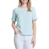 Jones New York Elbow Ruffle Sleeve Top In Blue