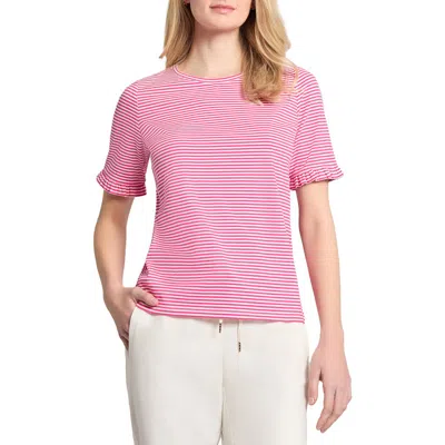 Jones New York Feeder Stripe Top In Azalea/nyc White
