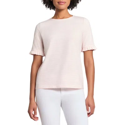 Jones New York Feeder Stripe Top In Petal Pink/nyc White