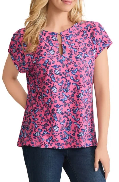 Jones New York Floral Cap Sleeve Top In Pink