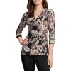 Jones New York Floral D-ring Wrap Top