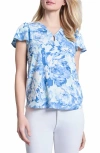 Jones New York Floral Flutter Sleeve Top In Soft Seaglass Multi