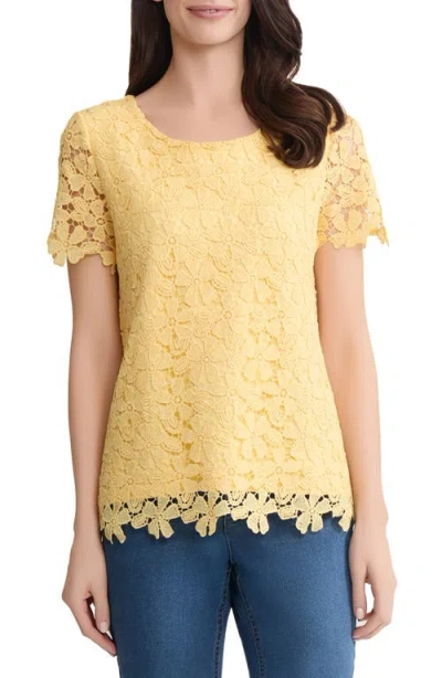 Jones New York Floral Lace Top In Yellow