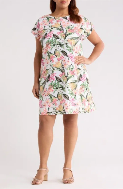 Jones New York Floral Print Linen Blend Dress In Multi