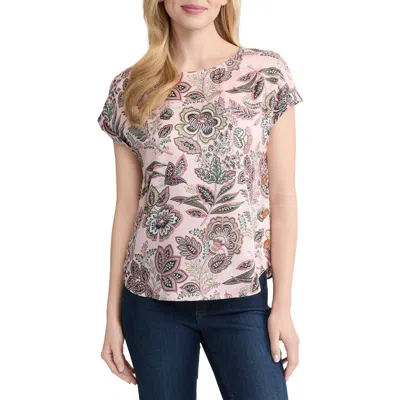 Jones New York Floral Short Sleeve Top In Pink