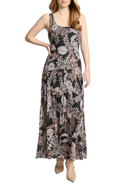 JONES NEW YORK JONES NEW YORK FLORAL SLEEVELESS CHIFFON MAXI DRESS