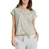 Jones New York Petite Tied Button-front Blouse In Natural Stone/jones White