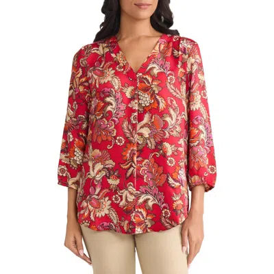 Jones New York Floral Top In Red