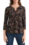 Jones New York Floral V-neck Jersey Top In Brown