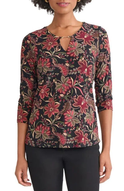 Jones New York Floral V-neck Jersey Top In Pattern