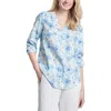 Jones New York Floral Linen Blend V-neck Tunic Top In Nyc White Multi