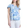 Jones New York Floral Flutter Sleeve Top In Soft Seaglass Multi