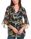 Jones New York Flutter Sleeve Blouse In Black