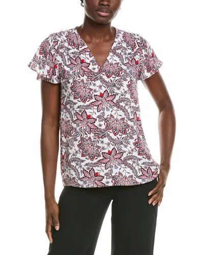 Jones New York Flutter Sleeve Blouse In Pattern