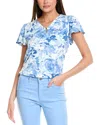 Jones New York Floral Flutter Sleeve Top