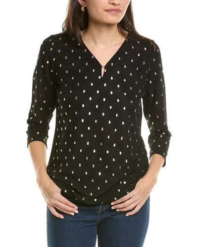 Jones New York Foil Dot Blouse In Black