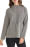 Jones New York Funnel Neck Jacquard Sweater In Black