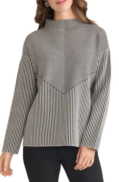Jones New York Funnel Neck Jacquard Sweater In Black