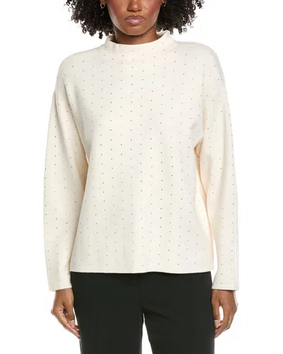 Jones New York Funnel Neck Rhinestone Sweater In Neutral