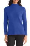 Jones New York Funnel Neck Rib Sweater In Blue
