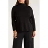 Jones New York Funnel Neck Wide Rib Sweater In Black