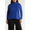 Jones New York Funnel Neck Wide Rib Sweater In Blue