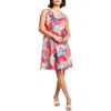 Jones New York Gina Frond Print Linen Blend Trapeze Dress